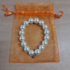 Oliver Bonas Faux Pearl Beaded Bracelet Silver tag costume jewelery (H20)