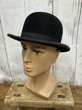 #1 Vintage (Believed) Christy's & Co Black Bowler Hat Size 7 50/50 Fur/Wool