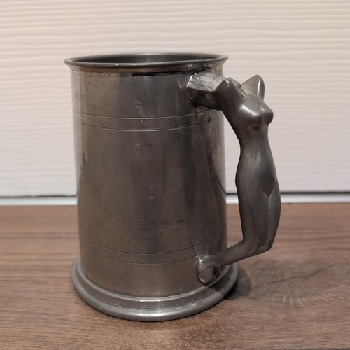 Vintage silver pewter tankard - vintage,