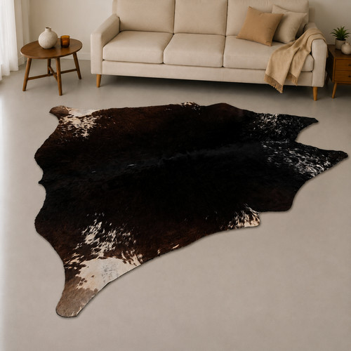 Genuine brown white cowhide - brown,