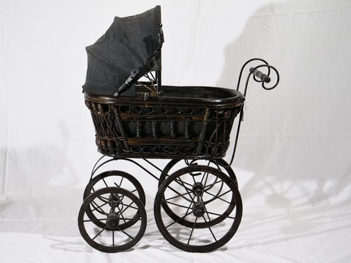Vintage wooden doll stroller - doll,