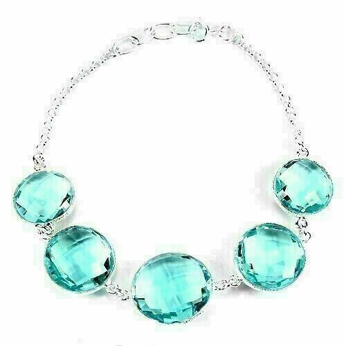 Silver bracelet topaz genuine - silver,