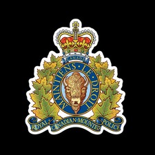 ROYAL CANADIAN MOUNTED POLICE (RCMP)  THE MOUNTIES Vinyl Badge 90mm Tall Sticker