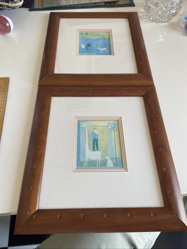 Pair vintage real wood photo - vintage,