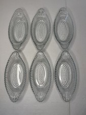Vintage Set Of  6 Jeanette Banana Split Boat Clear Glass Dishes