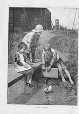 Original Old Antique Print