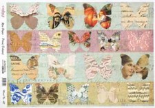 A/4 Rice Paper for Decoupage by Cadence - Shabby Chic Butterflies