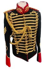 Men's Military Style Hussar Officer Jacket with Aiguillette – Ceremonial Uniform