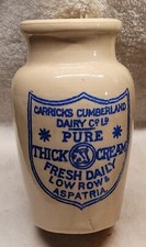 ANTIQUE CARRICK'S CUMBERLAND DAIRY PRESERVED PURE CREAM CROCK JAR FROM ENGLAND