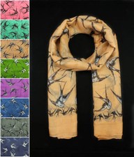 Women Bird Swallow Animal Printing Soft Large Summer Spring Autumn Wrap Scarf