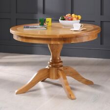 Solid Oak Round 4 Seat Dining Table with Pedestal Base- SLIGHT SECONDS-AD43-F332