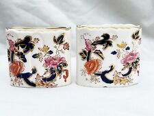 ANTIQUE MASONS MANDALAY IRONSTONE GOLD GILT SET 2 TOOTHPICK MATCH VESTA HOLDERS