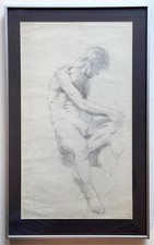 ORIGINAL MID CENTURY PENCIL SKETCH - MALE NUDE STUDY - ELIZABETH HAMMOND RCA