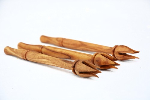 Olive wood picks forks set - set, 3