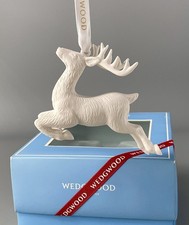 Wedgwood White & Blue Jasperware Jasper Christmas Reindeer Decoration Bauble