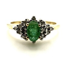 9ct Gold Emerald Diamond Ring Green Emerald Diamond Ring May Birthstone Gift
