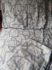 BEDECK 100% COTTON MULTICOLOURED BLUE GEOMETRIC PATTERN DOUBLE DUVET COVER SET