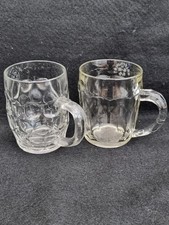 2 x Vintage Half Pint Glasses Dimpled Barrel Beer Glasses