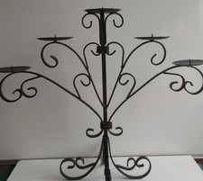 Vtg Lge 5 Arm Wrought Iron Candelabra Black 44x53cm Goth Gothic Decor Patina