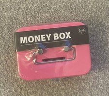 Pink metal cash box lockable - box,