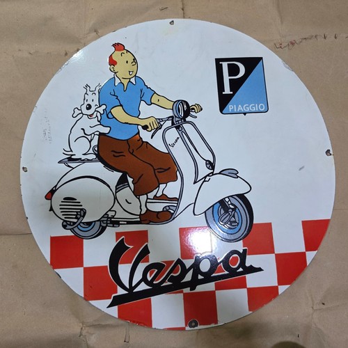 Vespa tintin porcelain enamel - vespa,