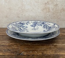 Clifton by Spode Laura Ashley Rimmed Pasta/Soup Bowl 9" & Dinner Plate 9.5"