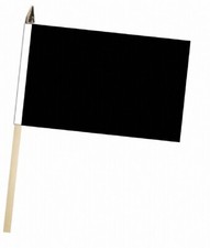 Plain Black Large Hand Flag With Wooden Pole (18" x 12)