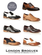 London Brogues Gatsby Mens Leather Two Tone Wingtip Formal Dress Work Shoes