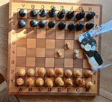 Vintage Wooden Chess Set / Backgammon in Wooden Folding Box  