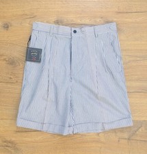 RARE VINTAGE Y2K PAUL AND SHARK BLUE STRIPE 100% COTTON BERMUDA SHORTS 32" N.O.S