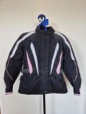 Hunter Class Women’s Motorcycle Jacket UK 10 Black Pink White Textile CE Back