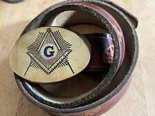 BBB Baron Buckle + Belt 938 Mason Buckle Masonic Solid Brass Size ~80x58mm VGC