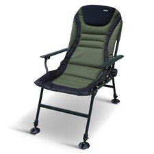 Abode Carp Fishing Camping Folding Oxford Armchair Long Leg Recliner Chair