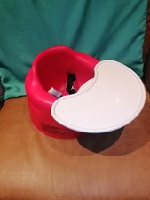 BUMBO FLOOR BABY SEAT WITH HARNESS AND TRAY RED. GOOD CONDITION 