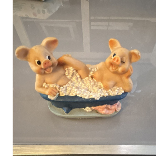 Rare two pigs - in, bathtub