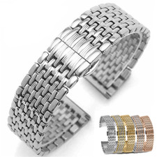 High Quality Solid Stainless Steel Thin Watch Band Strap Butterfly Clasp 12-22mm
