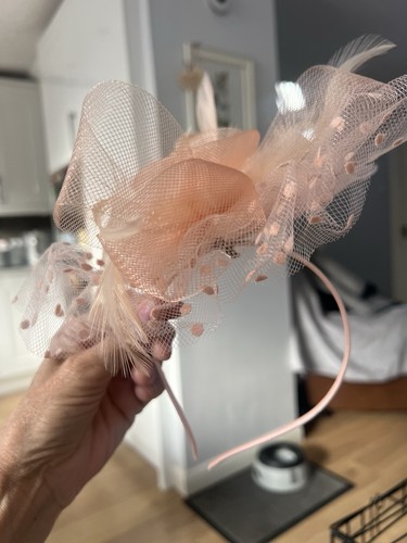 Coral fascinator aliceband - fascinator,