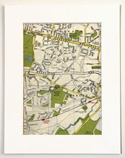 Antique 1940s London Map - Mounted - BEXLEYHEATH, BEXLEY