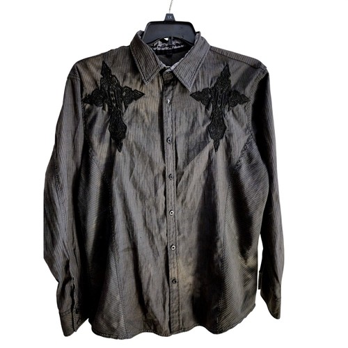 Y2k roar black button down - black,