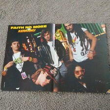? 1980S 90s SKID ROW FAITH NO MORE DOUBLE PAGE KERRANG CUTTING POSTER A3