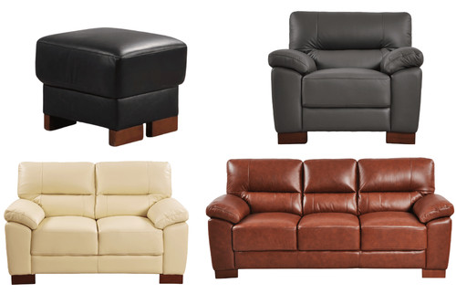 Genuine leather sofa set black - sofa,