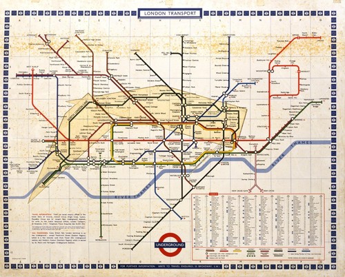 Retro london tube map - london,