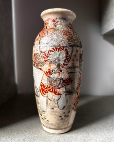 Vintage satsuma vase 13cm - vintage,