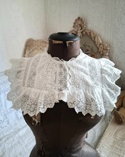 Vintage Antique Lace Collar, Edwardian Embroidered Collar, Broiderie Anglaise