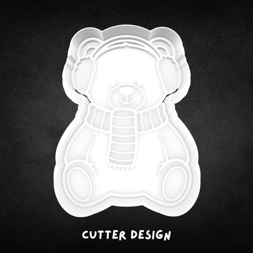 Winter teddy cookie cutter - winter,
