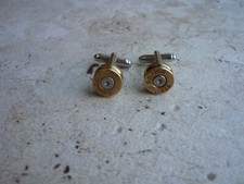 Men's Gold Army .308 Brass Bullet Cufflinks Jewellery Wedding Dance Best Man