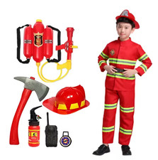 Kids Fireman Costume Accessories Firefighter Uniform Fancy Dress Carnival Party