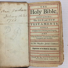 Holy Bible 1695 Old New Testaments PSALMS Hopkins University Printers Used F1