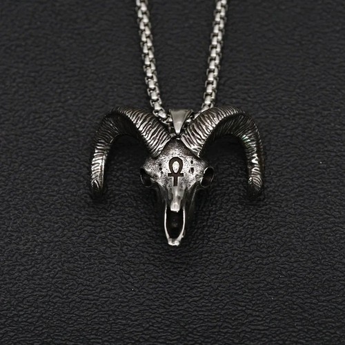 Goat skull pendant necklace - goat,