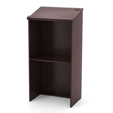 Wooden Standing Desk Lectern Desk Pulpit w/Cable Holes-Brown